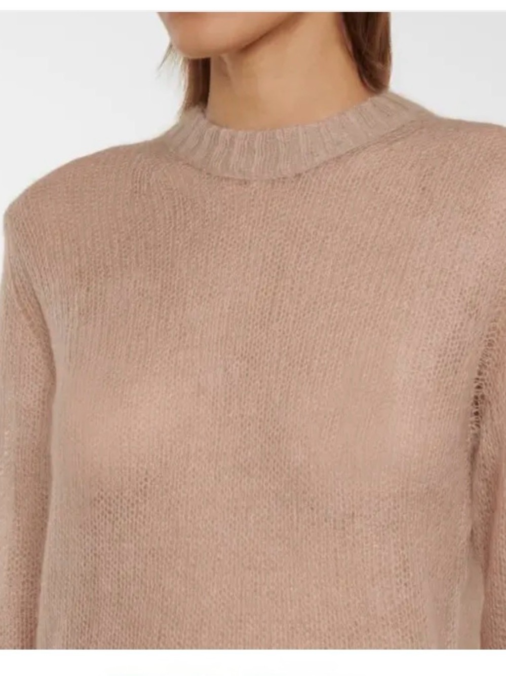 Dynamite Crewneck Mohair Sheer Granola Sweater Soft Goblin Pink Blush Sz Small - Picture 2 of 10